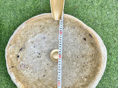 Bồn rửa mặt, rửa tay Lavabo đá tự nhiên màu vàng HD-LBD01 4