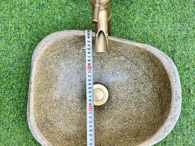 Bồn rửa mặt, rửa tay Lavabo đá tự nhiên màu vàng HD-LBD01 2