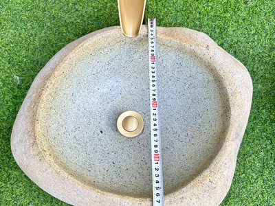 Bồn rửa mặt, rửa tay Lavabo đá tự nhiên màu vàng HD-LBD01 0