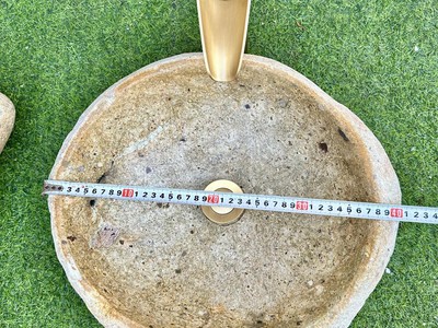 Bồn rửa mặt, rửa tay Lavabo đá tự nhiên màu vàng HD-LBD01 5