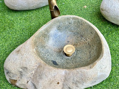 Bồn rửa mặt, rửa tay Lavabo đá tự nhiên màu vàng HD-LBD01 11