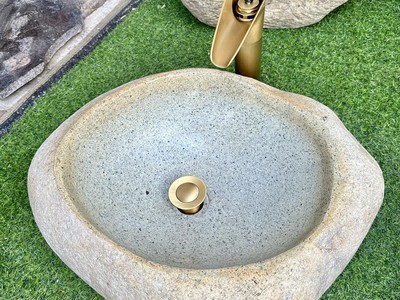 Bồn rửa mặt, rửa tay Lavabo đá tự nhiên màu vàng HD-LBD01 7