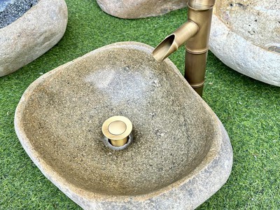 Bồn rửa mặt, rửa tay Lavabo đá tự nhiên màu vàng HD-LBD01 10
