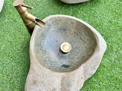 Bồn rửa mặt, rửa tay Lavabo đá tự nhiên màu vàng HD-LBD01 6