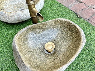 Bồn rửa mặt, rửa tay Lavabo đá tự nhiên màu vàng HD-LBD01 8
