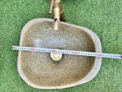 Bồn rửa mặt, rửa tay Lavabo đá tự nhiên màu vàng HD-LBD01 3