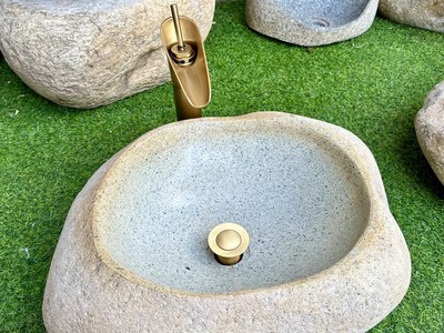 Bồn rửa mặt, rửa tay Lavabo đá tự nhiên màu vàng HD-LBD01 12
