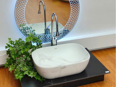 Bồn rửa mặt, rửa tay Lavabo đá tự nhiên màu vàng HD-LBD01 18