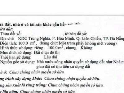 Cần bán lô đất mt đường nguyễn thái bình.đà nẵng 1