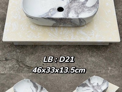 Bồn rửa mặt lavabo sứ hoa văn màu hồng, xanh, đen, vàng... đẹp giá rẻ HD-LBS01 2