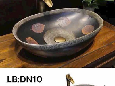 Bồn rửa mặt lavabo sứ hoa văn màu hồng, xanh, đen, vàng... đẹp giá rẻ HD-LBS01 0
