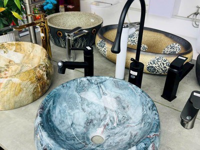 Bồn rửa mặt lavabo sứ hoa văn màu hồng, xanh, đen, vàng... đẹp giá rẻ HD-LBS01 8