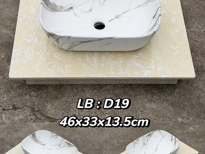 Bồn rửa mặt lavabo sứ hoa văn màu hồng, xanh, đen, vàng... đẹp giá rẻ HD-LBS01 1