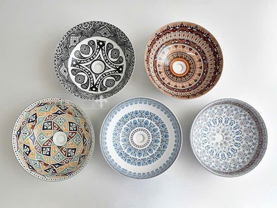 Bồn rửa mặt lavabo sứ hoa văn màu hồng, xanh, đen, vàng... đẹp giá rẻ HD-LBS01 19