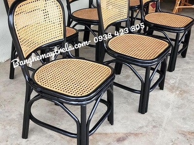 Ghế bàn ăn mây tự nhiên sơn đen 0