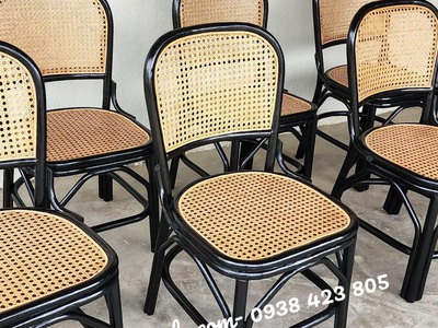 Ghế bàn ăn mây tự nhiên sơn đen 1