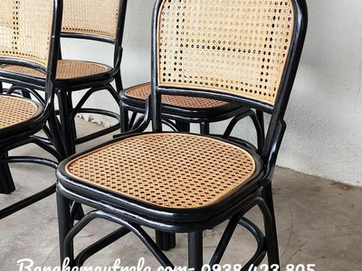 Ghế bàn ăn mây tự nhiên sơn đen 2