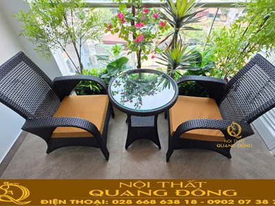 Bộ bàn ghế mây nhựa ban công bền, đẹp, cao cấp QD-2108 4