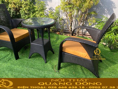 Bộ bàn ghế mây nhựa ban công bền, đẹp, cao cấp QD-2108 3