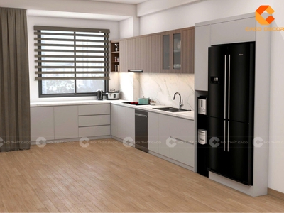 Tủ Bếp Chữ L Gỗ Công Nghiệp An Cường Bền Đẹp 0