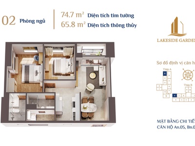 Chuyển nhượng lại suất ngoại giao dự án LakeSide Garden - căn góc - 69m2 - 2PN - Tầng 17 - view đẹp 0