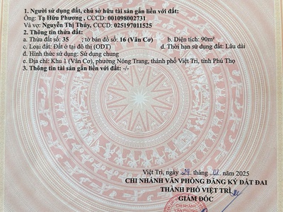 Chính chủ bán lô đất đẹp   phường nông trang, tp việt trì   phú thọ 3