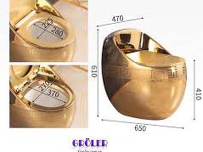 Bồn cầu trứng họa tiết vàng, đen, xám sang trọng đẹp giá rẻ HD-BCM10 6