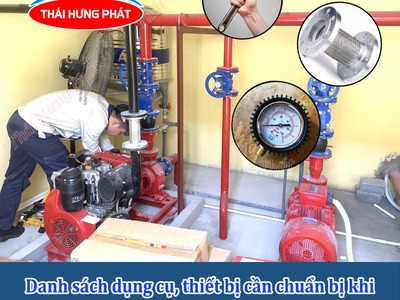 Danh sách dụng cụ, thiết bị cần chuẩn bị khi lắp máy bơm chữa cháy 0