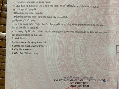 Bán 2 lô đất thuộc xã tân sơn - phú thọ. 0