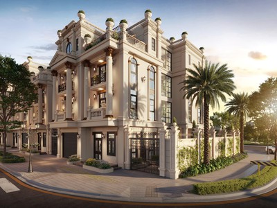 Dinh thự long biên golf villas - diện tích từ 218m - 545m2, 2 mặt tiền 15m, chân cầu trần hưng đạo 1