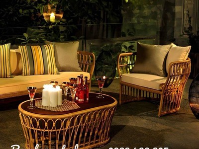 Sofa mây nhựa sân vườn 0