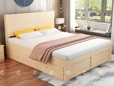 Giường Ngủ Gỗ Tự Nhiên Bọc Đầu Nệm Sơn Trắng Hiện Đại 2