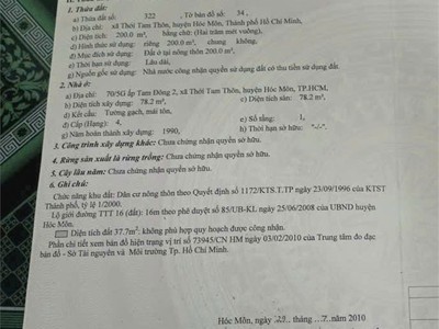 Đất đẹp   giá tốt    chính chủ cần bán tại 70/5, đường thới tam thôn 16, xã thới tam thôn 1