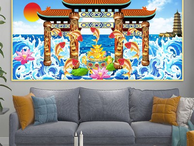 Tranh gạch cá chép vàng HP783733 9