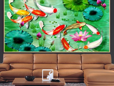 Tranh gạch cá chép vàng HP783733 2