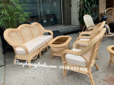 Bàn ghế sofa kết hợp lưới mây mắt cáo 4