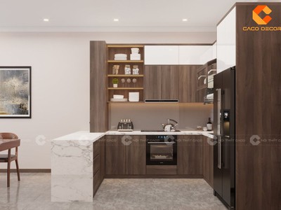 Tủ Bếp Gỗ Công Nghiệp Chữ U Hiện Đại Sang Trọng 1