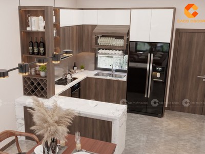 Tủ Bếp Gỗ Công Nghiệp Chữ U Hiện Đại Sang Trọng 0