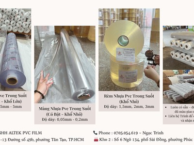 Cuộn nhựa pvc trong khổ lớn - khổ nhỏ, mềm dẻo, bền, chất lượng, dễ gia công 0