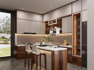 Tủ Bếp Gỗ Công Nghiệp MDF Chữ L Đẹp Gia Công Theo Yêu Cầu 1