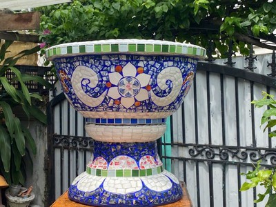 Cơ sở chậu hoa Thế Sơn - chậu hoa dán sành sứ - chậu khảm sành - cẩn miễng 1