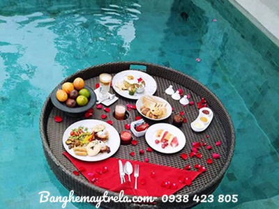 Khay nổi hồ bơi nhựa giả mây 4