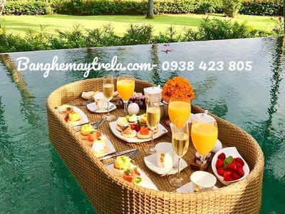 Khay nổi hồ bơi nhựa giả mây 6