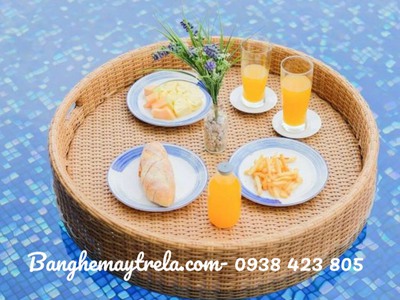 Khay nổi hồ bơi nhựa giả mây 7