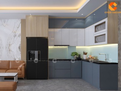 Tủ Bếp Gỗ Công Nghiệp Chữ L Thiết Kế Hiện Đại 1