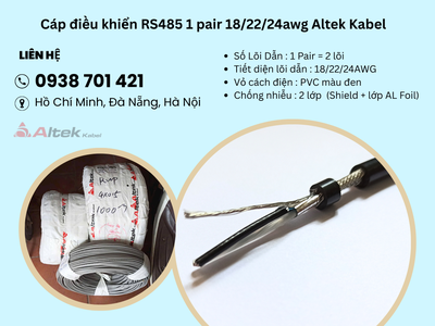 Cáp điều khiển RS485 1 pair 18/22/24awg Altek Kabel Quảng Bình, Đà Nẵng, Phú Yên 1