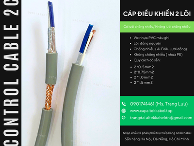 Cáp điều khiển RVVP/CXV 2x0.5, 2x0.75, 2x1.0, 2x1.5 Hà Nội, Đà Nẵng, HCM 1