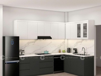 Tủ Bếp Gỗ Công Nghiệp MDF Chữ L Hiện Đại Tiện Nghi 0