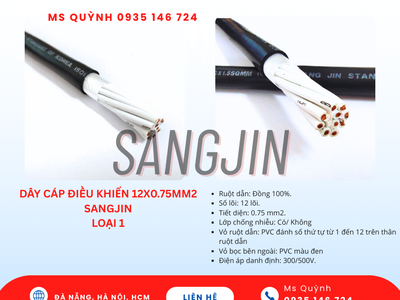 Cáp điều khiển Sangjin DVV 12x0.5, 12x0.75, 12x1.25, 12x1.5 Sài Gòn 2