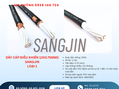 Cáp điều khiển Sangjin DVV 12x0.5, 12x0.75, 12x1.25, 12x1.5 Sài Gòn 1